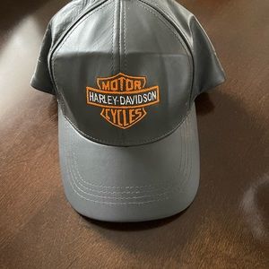 New, never worn Leather Harley Davidson Embroidered Cap